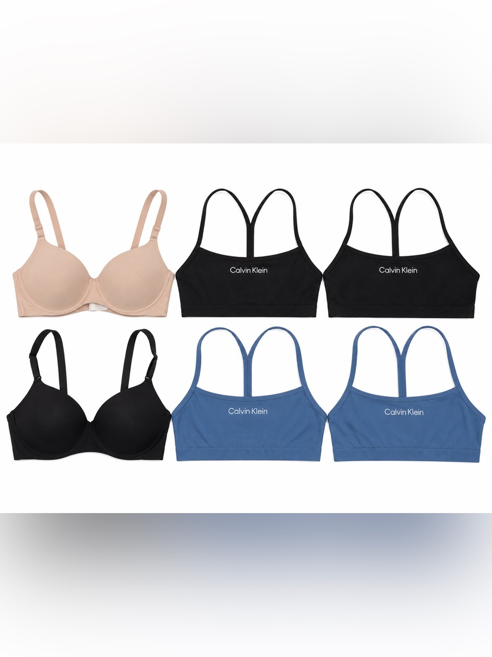 Calvin Klein 6 Bras in Black, Blue & Nude NWOT